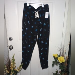 NWT Sonoma Cosmic Flannel Jogger Pajamas Side Pockets Open Fly Men Size Medium